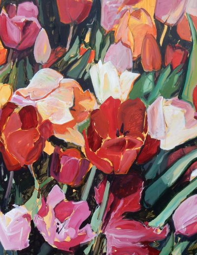 schilderij Tulpen 100 x 150 cm acryl op doek scaled